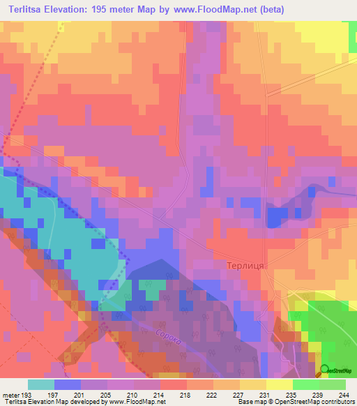 Terlitsa,Ukraine Elevation Map