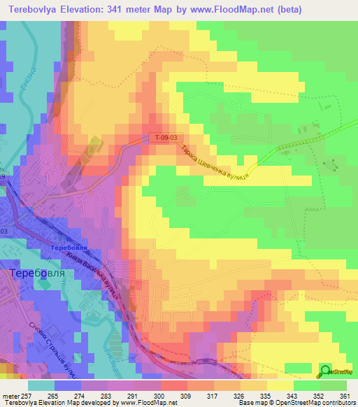 Terebovlya,Ukraine Elevation Map