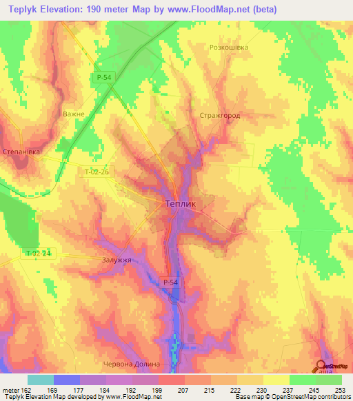 Teplyk,Ukraine Elevation Map