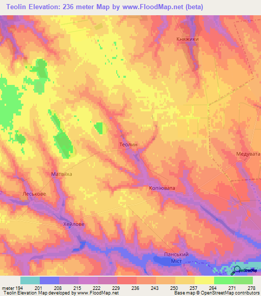 Teolin,Ukraine Elevation Map