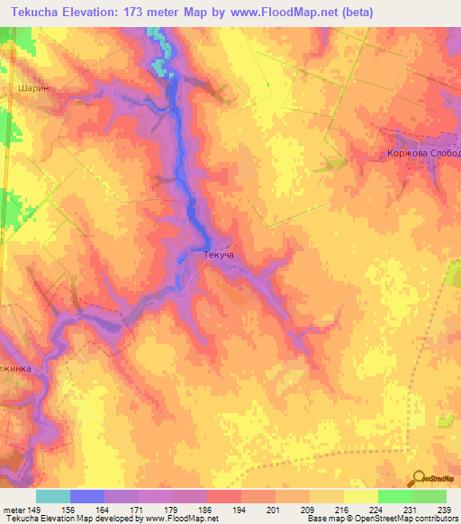 Tekucha,Ukraine Elevation Map