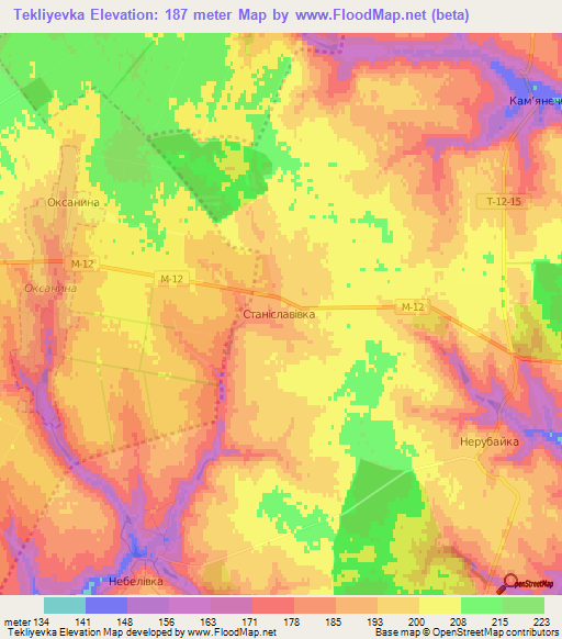 Tekliyevka,Ukraine Elevation Map