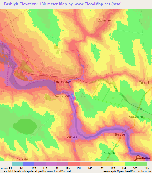 Tashlyk,Ukraine Elevation Map