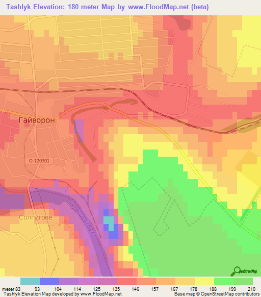 Tashlyk,Ukraine Elevation Map