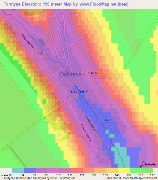 Tarutyne,Ukraine Elevation Map