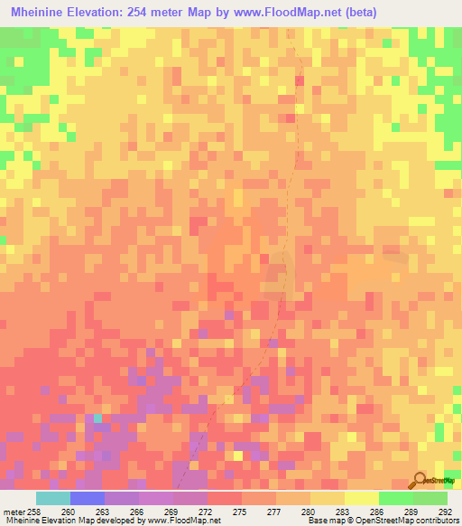 Mheinine,Mauritania Elevation Map