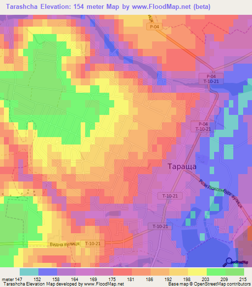 Tarashcha,Ukraine Elevation Map