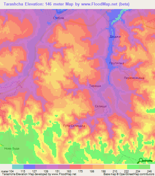 Tarashcha,Ukraine Elevation Map