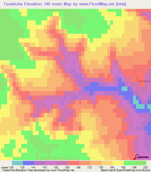 Tarashcha,Ukraine Elevation Map
