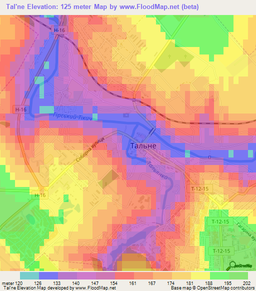 Tal'ne,Ukraine Elevation Map