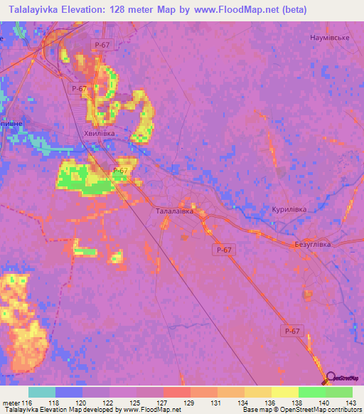 Talalayivka,Ukraine Elevation Map