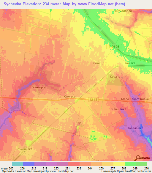 Sychevka,Ukraine Elevation Map