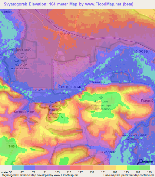 Svyatogorsk,Ukraine Elevation Map
