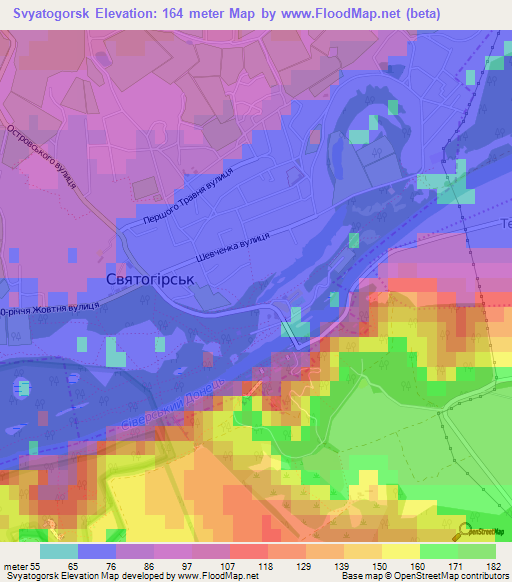 Svyatogorsk,Ukraine Elevation Map