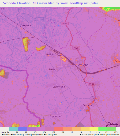 Svoboda,Ukraine Elevation Map