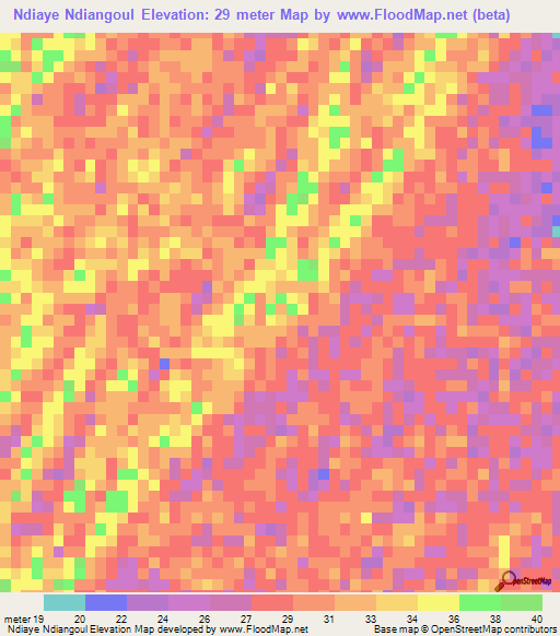 Ndiaye Ndiangoul,Senegal Elevation Map