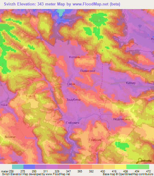Svirzh,Ukraine Elevation Map