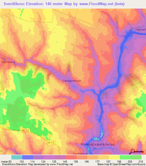 Sverdlikovo,Ukraine Elevation Map