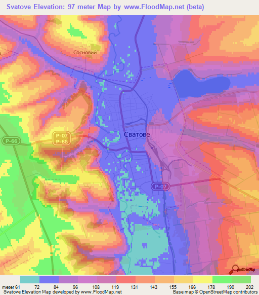 Svatove,Ukraine Elevation Map