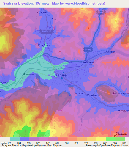 Svalyava,Ukraine Elevation Map