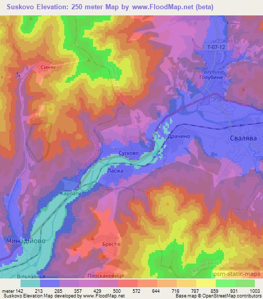 Suskovo,Ukraine Elevation Map