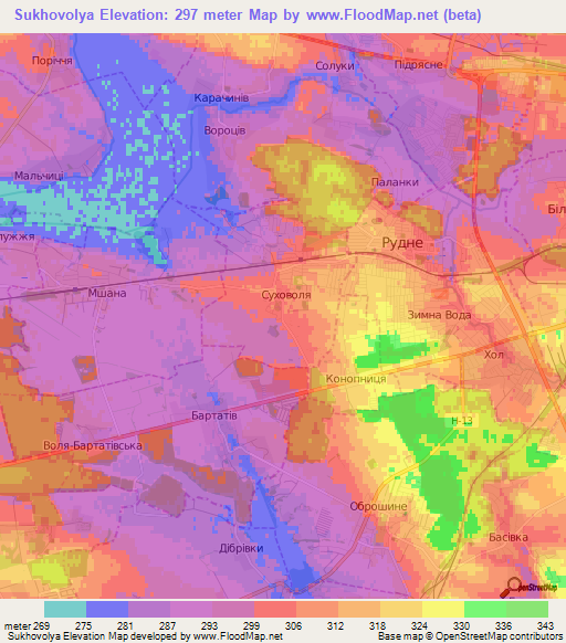 Sukhovolya,Ukraine Elevation Map