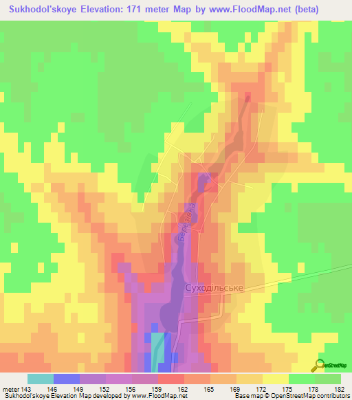 Sukhodol'skoye,Ukraine Elevation Map