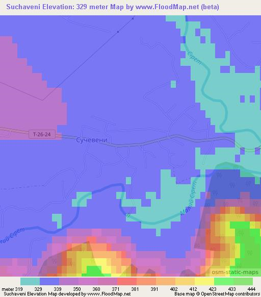Suchaveni,Ukraine Elevation Map