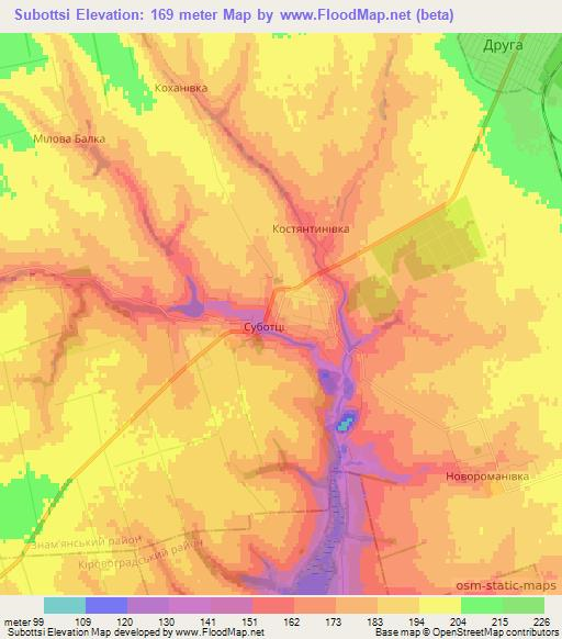 Subottsi,Ukraine Elevation Map