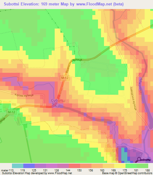 Subottsi,Ukraine Elevation Map