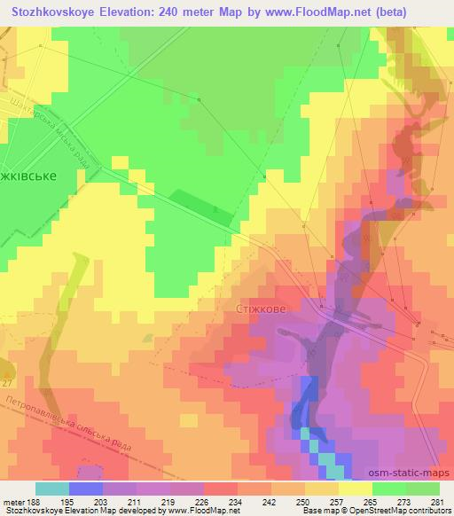 Stozhkovskoye,Ukraine Elevation Map
