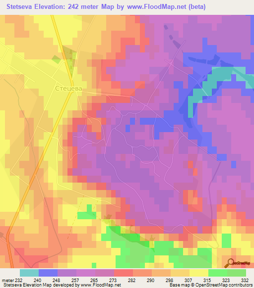 Stetseva,Ukraine Elevation Map
