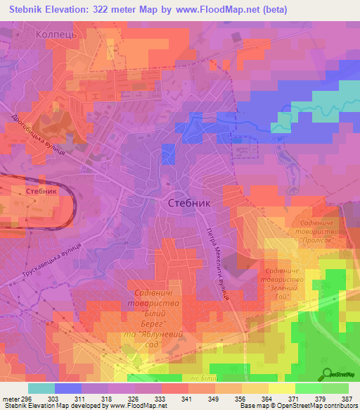 Stebnik,Ukraine Elevation Map