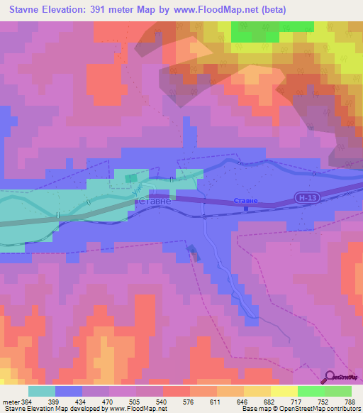 Stavne,Ukraine Elevation Map