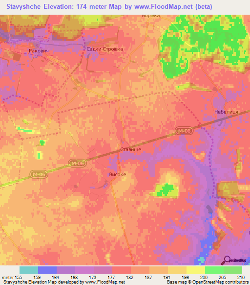 Stavyshche,Ukraine Elevation Map