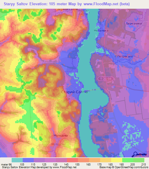 Staryy Saltov,Ukraine Elevation Map