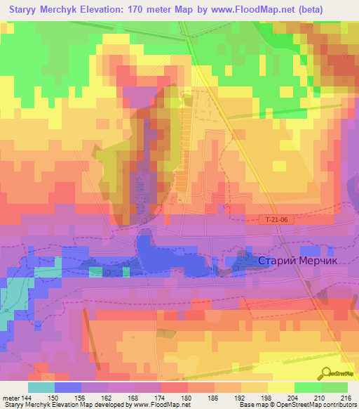 Staryy Merchyk,Ukraine Elevation Map