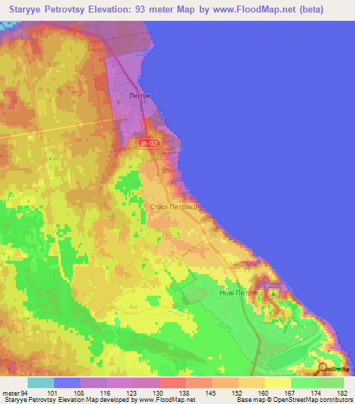 Staryye Petrovtsy,Ukraine Elevation Map