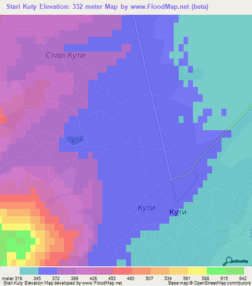 Stari Kuty,Ukraine Elevation Map