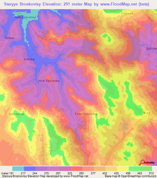 Staryye Broskovtsy,Ukraine Elevation Map