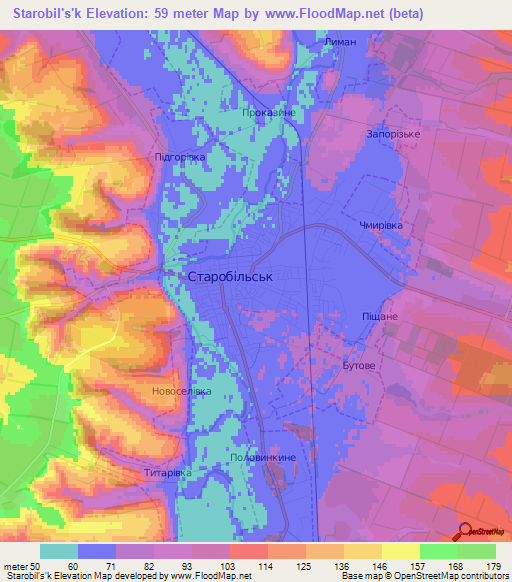 Starobil's'k,Ukraine Elevation Map