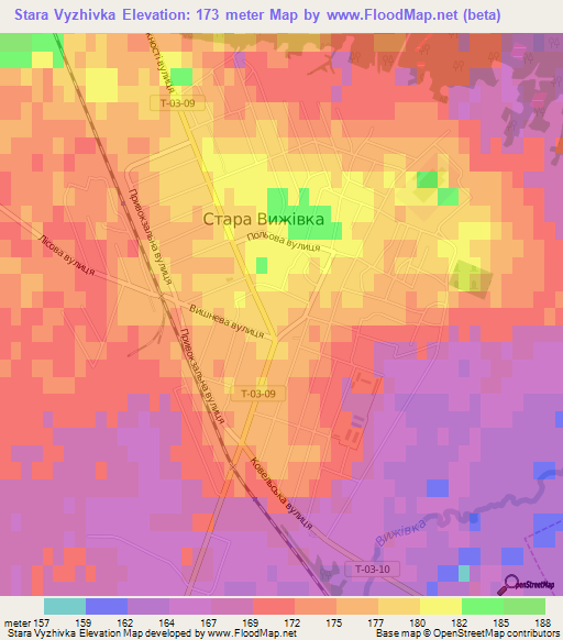 Stara Vyzhivka,Ukraine Elevation Map