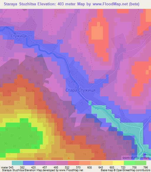 Staraya Stuzhitsa,Ukraine Elevation Map