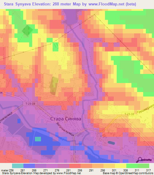 Stara Synyava,Ukraine Elevation Map
