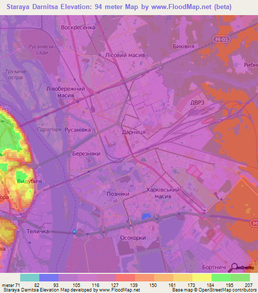 Staraya Darnitsa,Ukraine Elevation Map