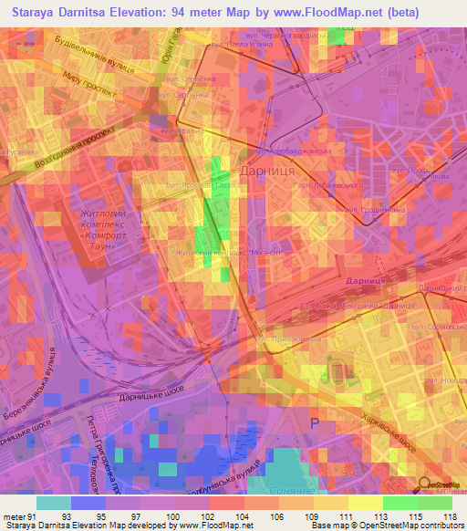 Staraya Darnitsa,Ukraine Elevation Map