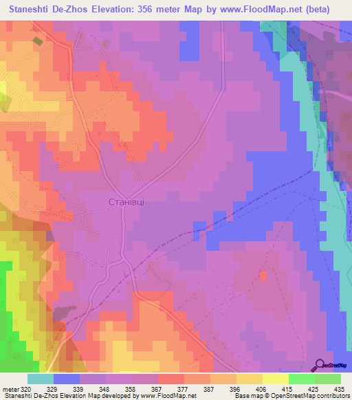 Staneshti De-Zhos,Ukraine Elevation Map