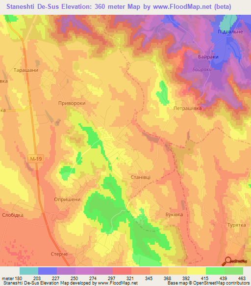 Staneshti De-Sus,Ukraine Elevation Map