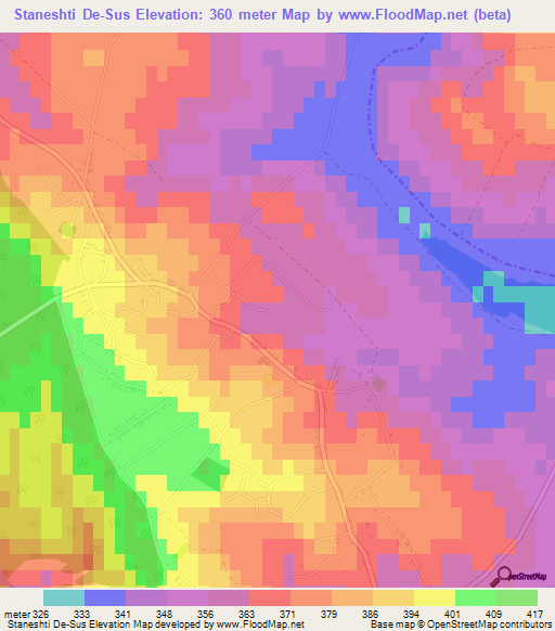 Staneshti De-Sus,Ukraine Elevation Map