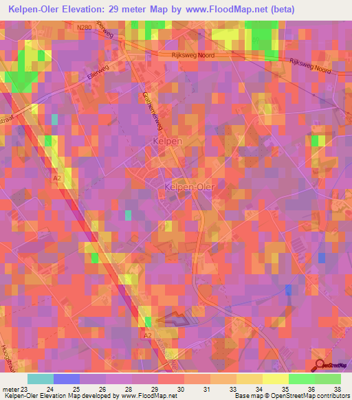Kelpen-Oler,Netherlands Elevation Map